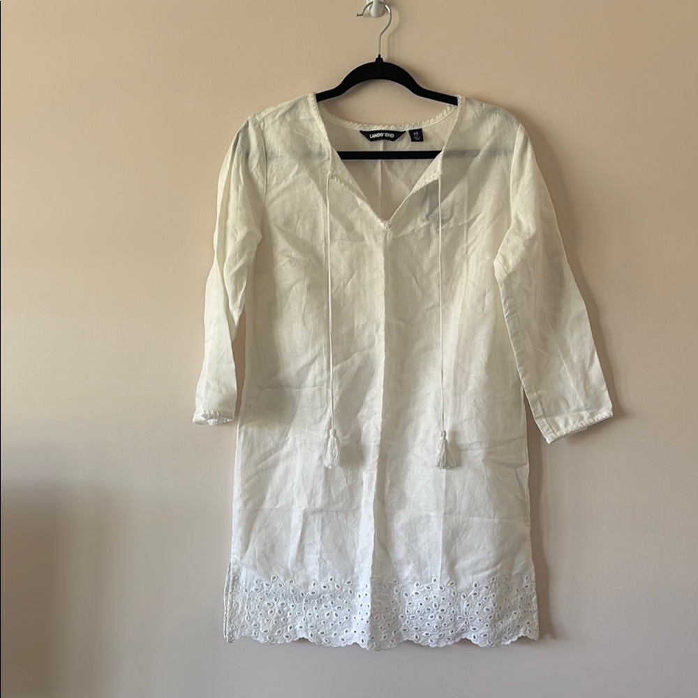 White V-Neck Tunic Swim Cover NWT XS